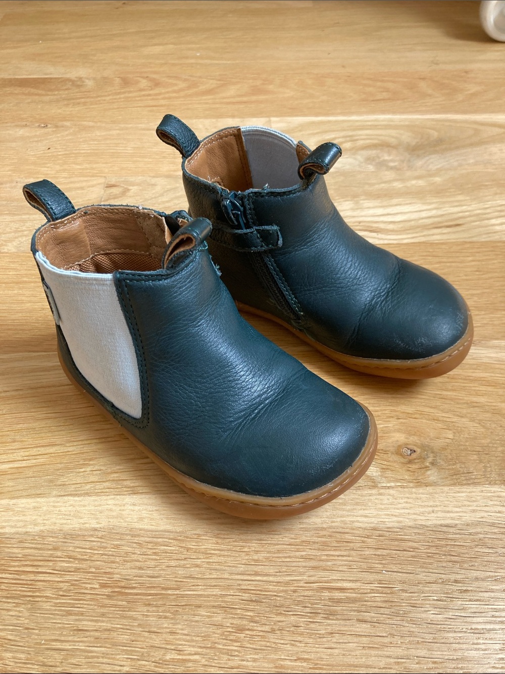 Camper Peu Green Leather Boots for Kids